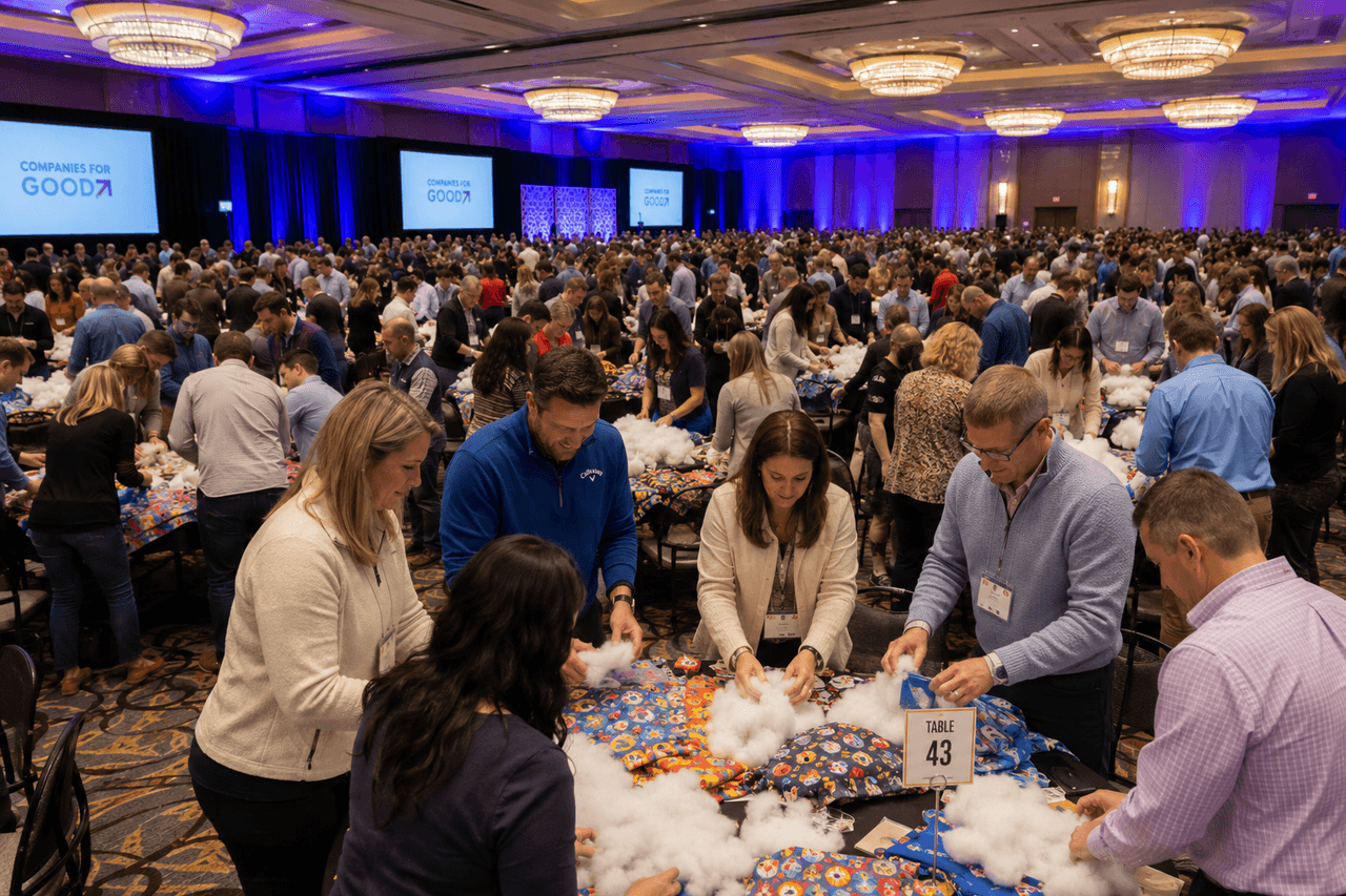Conference Dog Bed Stuffing — Housewarming team building with Building Teams